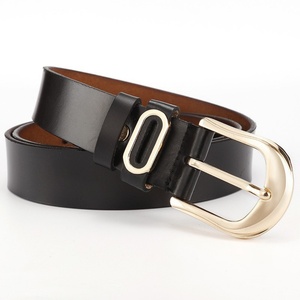 Cinturón Ancho de Cuero Genuino de Vaca para Mujer con Hebilla Dorada, Casual, Versátil, para Pantalones Formales, Envío Directo Automático - Product Image 2