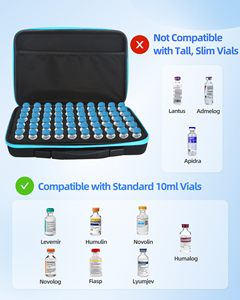60 Steckplätze 10ml Insulin fläschchen halter Trage tasche für 10ml Standard fläschchen, Diabetiker zubehör Peptid fläschchen EVA-Hülle - Product Image 2