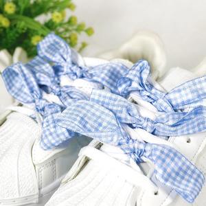 Zapatillas Estilo Ballet con Cordones a Cuadros de 2.5 cm de Ancho, Cordones Planos de Poliéster Decorativos, Par de Cordones de Moda - Product Image 3