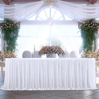Falda de mesa de tul transfronteriza de 4 pies para bodas y fiestas al aire libre, mantel de gasa de nieve perlada para mesa de registro.