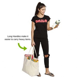 Sac fourre-tout en toile de coton personnalisé, écologique, réutilisable, durable, avec logo sur mesure, faible MOQ, vente en gros - Product Image 2