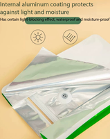 Sachet d'emballage alimentaire à huit soudures latérales, pochette verticale en aluminium coloré avec fermeture éclair pour le stockage de café, noix, poudre et thé