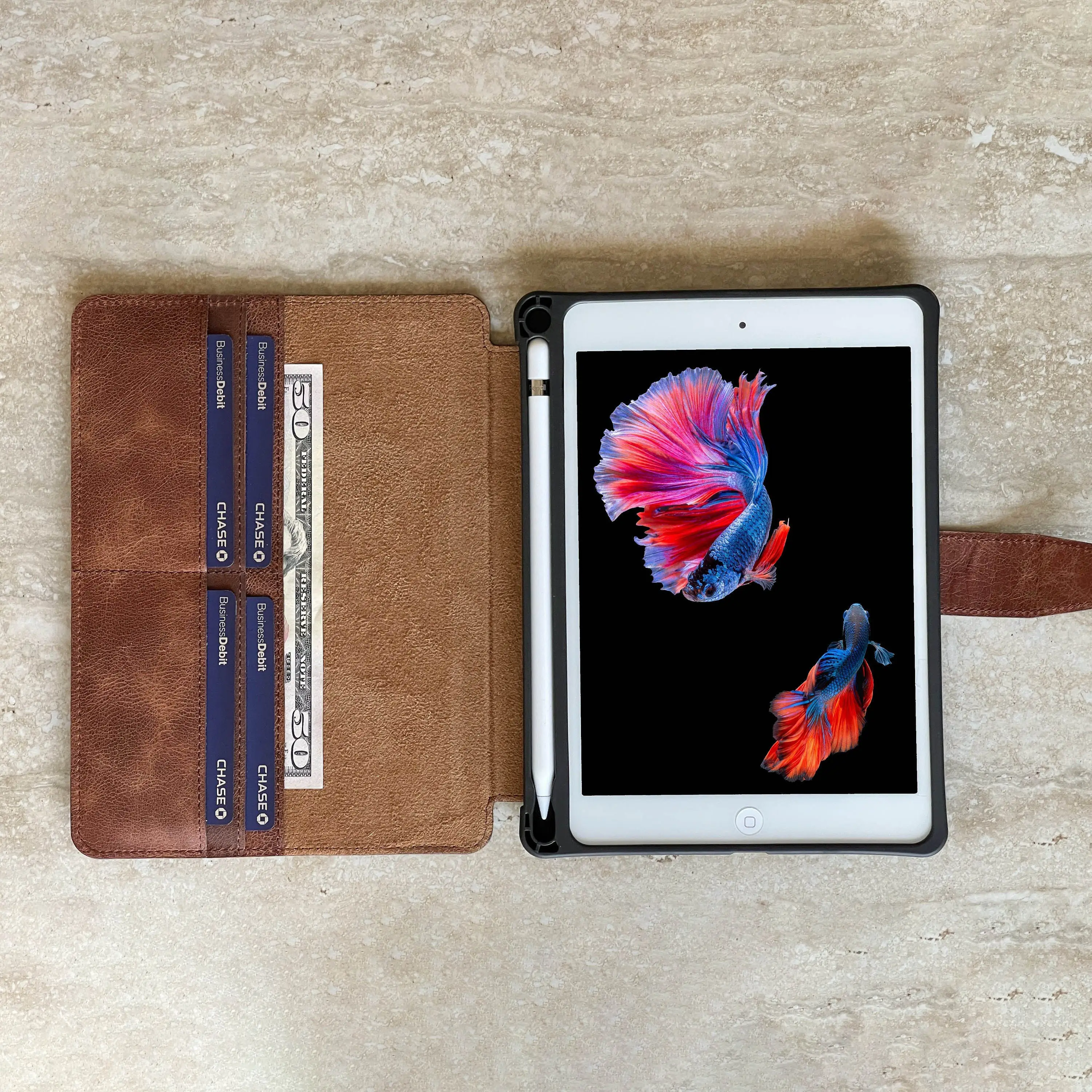 Custom Leather Cases for iPad Laptop Stand Genuine Leather Laptop Sleeve for iPad Pro 12 Mini Portfolio Case with apple pencil