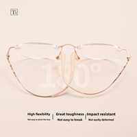 Lunettes de vue unisexe anti-lumière bleue sans monture, en titane pur, forme œil de chat, avec verres PC, monture incrustée de diamants, collection Intellectual Love Ceiling Abstinence