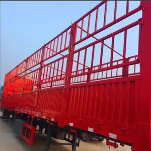 Hot 3 trục nặng vận chuyển hàng hóa cao bên hàng rào bán Trailer hàng rào phẳng xe tải Trailer