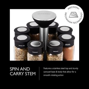 En gros, support à épices rotatif en verre, avec mini-bocaux à assaisonnements vides et fonction de rotation - Product Image 2
