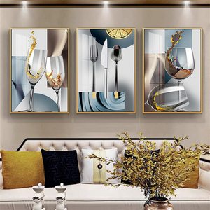 JIEKAI still life <span class=keywords><strong>dipinti</strong></span>, pittura murale, decorazione per la casa bicchiere di vino <span class=keywords><strong>con</strong></span> pittura barca ristorante e cucina casa moderna - Product Image 1