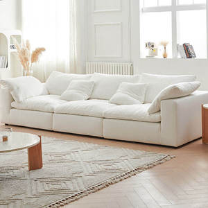 MOONTOP - Juego de Muebles Modulares Modernos Italianos para Sala de Estar, Sofá Seccional de Tela de Lino y Algodón Blanco Nube - Product Image 2