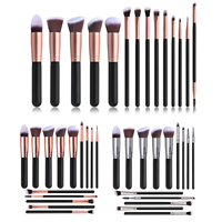 DailyQueen Premium Lot de 14 pinceaux de maquillage synthétiques rose doré comprenant un fond de teint en poudre pour ombres à paupières mascaras échantillon gratuit