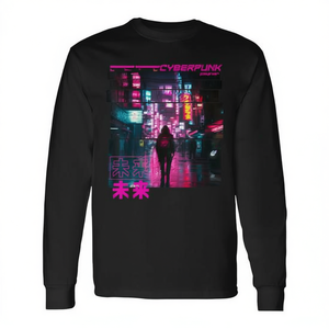 T-Shirt Unisex a Maniche Lunghe con Stampa Digitale, Stile Retrò Giapponese Cyberpunk Vaporwave Harajuku - Product Image 2