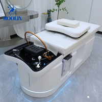 MOOLIN Fauteuil de lavage de cheveux professionnel pour salon de beauté, couleur personnalisable, table de massage thaïlandaise, cuir PU, pour thérapie aquatique légère