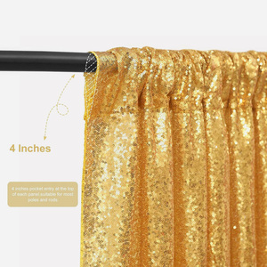 Panneaux de rideaux de fond de scène à sequins pour mariage, draperies de fond à sequins dorés scintillants, rideaux de fond pour photographie d'anniversaire et de baby shower - Product Image 4