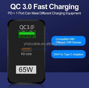 65W <b>Charger</b> Adapter Fast Charging USB Type C Quick <b>Charger</b> with Temp Control & ABS Shell PD QC3.0 for <b>Multi</b> Devices - Product Image 5