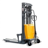 Chariot élévateur semi-électrique 1-2 tonnes, transpalette électrique, batterie plomb-acide, mât bi-étages, manutention et chargement en entrepôt