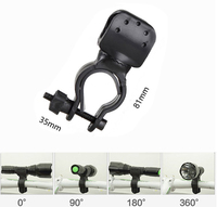 Support de lampe de vélo de montagne en plastique noir en forme de U, rotation libre à 360 degrés, avec clip et support