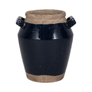 Vaso in terracotta bicolore con manici, decorazione rustica per soggiorno e camera da letto, vaso in ceramica per esposizione e decorazione. - Product Image 1