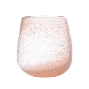 Venta al por mayor a granel hecho a mano de cristal colorido vaso de burbujas té café agua jugo vino tinto vaso tarro para bebidas calientes