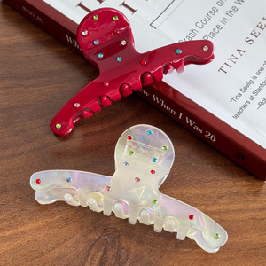 Pince à cheveux coréenne Qian Jin pour <span class=keywords><strong>femme</strong></span>, avec strass colorés en acétate, idéale pour le quotidien et les soirées - Product Image 5