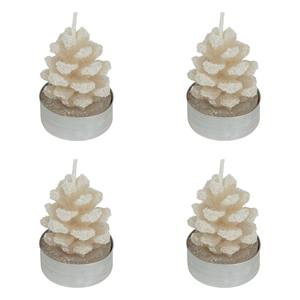 LOT DE 4 LUMIÈRES À THÉ EN FORME DE COGONNE DE PIN ENFROSTÉE 3,8X5,2CM - Product Image 1