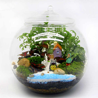 Vas kaca terarium Dekorasi seni DIY Modern dengan tutup untuk dekorasi rumah vas dinding meja kantor tampilan bunga Desktop restoran