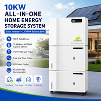 Système de stockage d'énergie domestique tout-en-un empilable 10kW 15kWh 30kWh avec batterie LiFePO4 et onduleur solaire pour alimentation de secours résidentielle