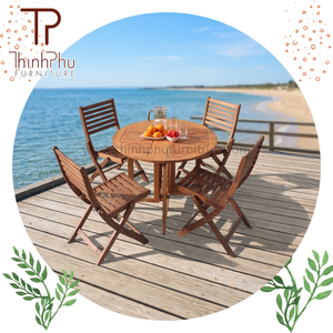 Juego de Muebles LEO de Madera Maciza Duradera de Alta Calidad, Diseño Contemporáneo, Tamaños Personalizables, para Restaurantes, Cafeterías, Hoteles y Jardines - Product Image 2