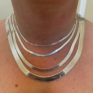 Cadena de Oro para Mujer, Chapada en Oro de <span class=keywords><strong>18k</strong></span>, Alta Calidad, Diseño Simple, 4mm 6mm 8mm, Cadena de Espiga - Product Image 2