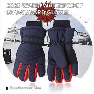Winter Warm Adult Snowboard Waterproof Polyester Mittens & <b>Gloves</b> with Touch Screen and Hook and Loop Closure for Men Women - Product Image 2