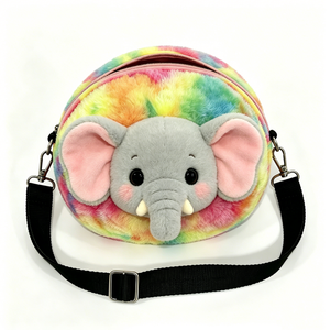 Bolso bandolera de peluche con cara de unicornio colorido y personalizado, bolso cruzado de peluche de unicornio redondo y peludo, peluche de animal unicornio multicolor. - Product Image 4