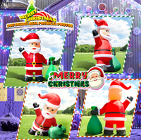 Père Noël géant gonflable avec sac cadeau vert, décoration de Noël pour la cour, la pelouse, les gonflables de Noël.