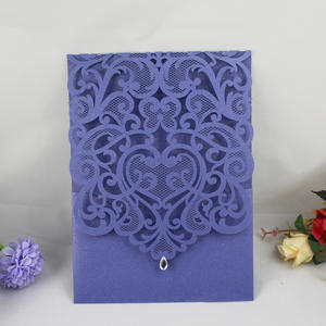 Invitations de mariage de poche découpées au laser australiennes rustiques faites à la main avec <span class=keywords><strong>diamant</strong></span> - Product Image 3