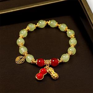Bracelet porte-bonheur en forme d'arachide de style chinois, perles d'agate, design « Bonnes choses se passent », bijoux unisexes à porter au quotidien - Product Image 4