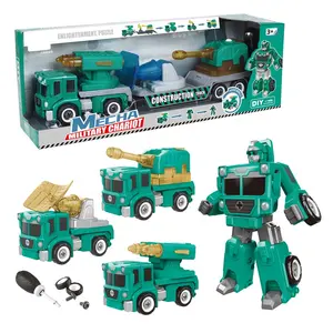 Plastic Vervorming Speelgoed Montage En Demontage Vrachtwagen Militaire Diy Auto Robot Speelgoed Voor Kinderen