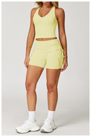 En gros : Ensemble de sport avec débardeur dos nageur et pantalon de yoga évasé, extensible, effet ventre plat, avec plis, pour le fitness et la gym