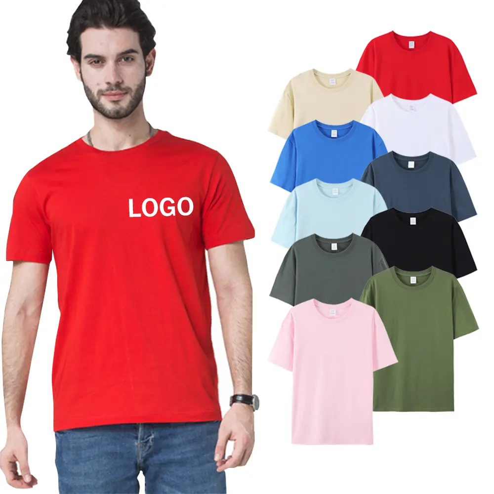 Wholesale clothes 180 Grams 100% cotton custom logo summer plain men graphic plus size men's t-shirts