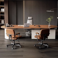 Bureau de direction réglable en hauteur en pin massif de Nouvelle-Zélande LBZ-136X avec table à thé intégrée, double usage pour conférence