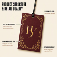 Étiquettes suspendues personnalisées en papier pour boutiques de cadeaux, étiquettes de produits avec lettrage en feuille d'aluminium, motifs en relief, découpe sur mesure et cordon en jute