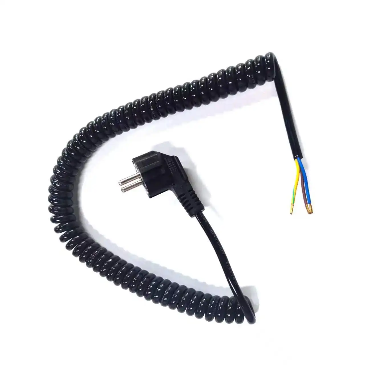 Secador de cabelo com cabo espiral de silicone macio com plugue PVC cobre 6 10 18Awg 3 núcleos condutores fio espiral trançado