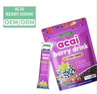Groothandel 7 dagen huidverlichtende Glow Beauty Berry Fruitdrankjes Instant Poeder 8 Verschillende Bessen Fruitpoeder Gemengd met Chia Zaden