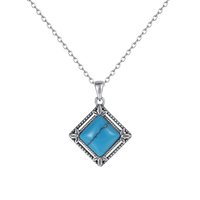 Collier bohème en pierres précieuses Moyu Jewelry, pendentif en turquoise Kingman avec argent sterling plaqué rhodium et chaîne réglable