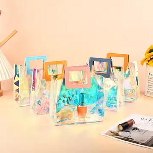 ถุงผ้าพีวีซีสีรุ้งออกแบบโลโก้ได้ตามต้องการกระเป๋าถือสำหรับช้อปปิ้งดีไซน์ทันสมัยและมีสไตล์ - Product Image 2