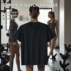 T-shirt en coton tricoté pour femme, col rond, manches courtes, coupe classique, 100 % coton, couleur unie, décontracté, été, séchage rapide, respirant - Product Image 2