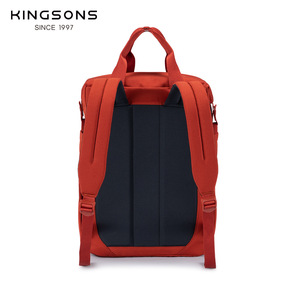 Kingsons Women's <b>Backpack</b> Red Water Repellent Business Travel Commuter <b>Backpack</b> Solid Color Zipper Closure Interior Pocket - Product Image 1
