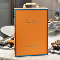 Boîte à vin en bois recouverte de cuir PU de luxe personnalisée avec un design artisanal pour l'emballage de cadeaux de parfum et de vin