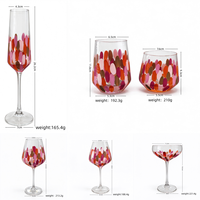 Verre à vin mexicain personnalisé peint à la main, motif à pois colorés, en cristal sans plomb, flûte à champagne, cadeau de mariage pour bar, vente en gros