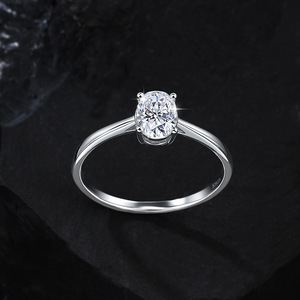 Anel Clássico Feminino de Moissanite <span class=keywords><strong>1</strong></span> Quilate em Prata 925 – Presente para Casamento, Noivado e Festas – Joias no Atacado - Product Image 2