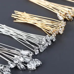 M1006 Gold Silver Color Metal Zircon Diy Earring Connectors Head Pins Jewelry Making Accessories 10 pcs/lot