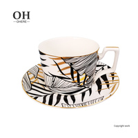 Ensemble de tasses de café en céramique, style européen, en porcelaine, décalcomanie, artisanat, vendu avec soucoupe, pour le thé de l'après-midi et la fête, nouvel arrivage de