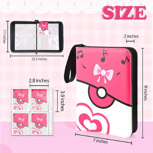 Album de cartes portable rose de la collection Sport, avec fermeture éclair, 50 pochettes amovibles, 400 porte-cartes, 4 pochettes, classeur pour cartes à collectionner - Product Image 2