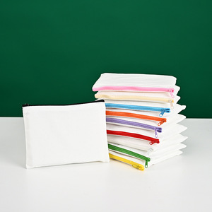 Estuches de lona personalizables de color sólido con cremallera para publicidad y cursos de formación, juego de 10 - Product Image 1